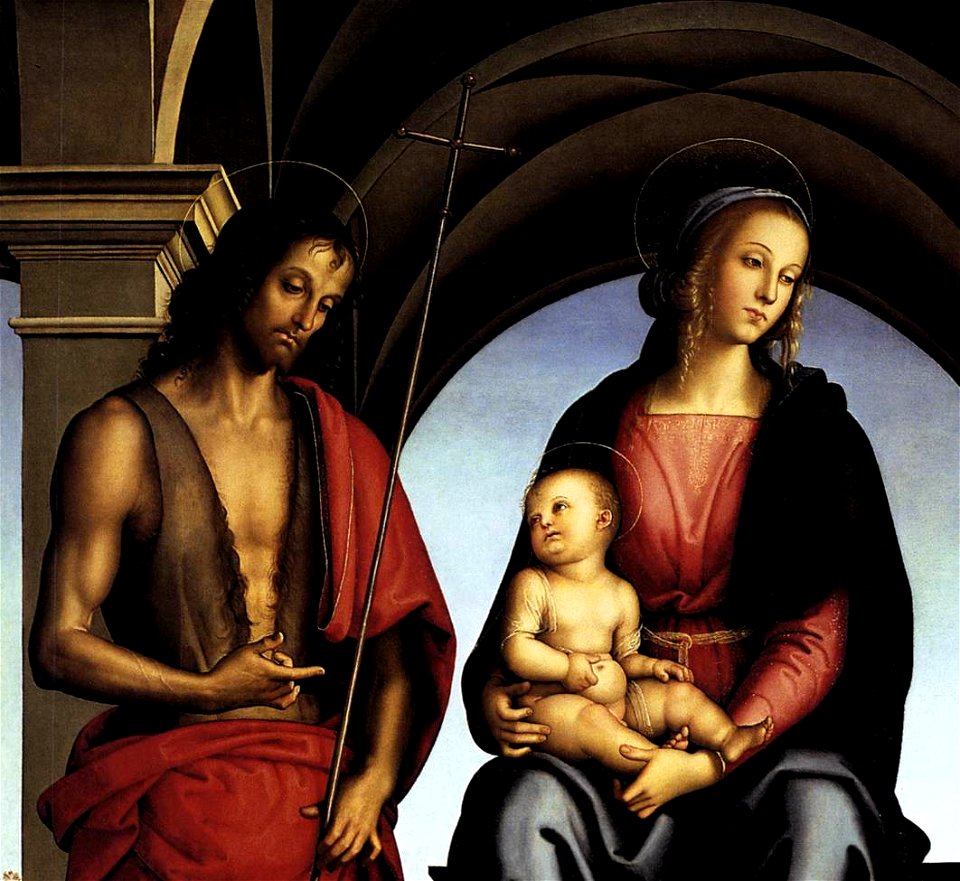 Pietro Perugino - The Madonna between St John the Baptist and St Sebastian (detail) - WGA17290