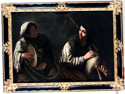 Pietro Paolini - Woman playing a tambourine and woman playing a bagpipe