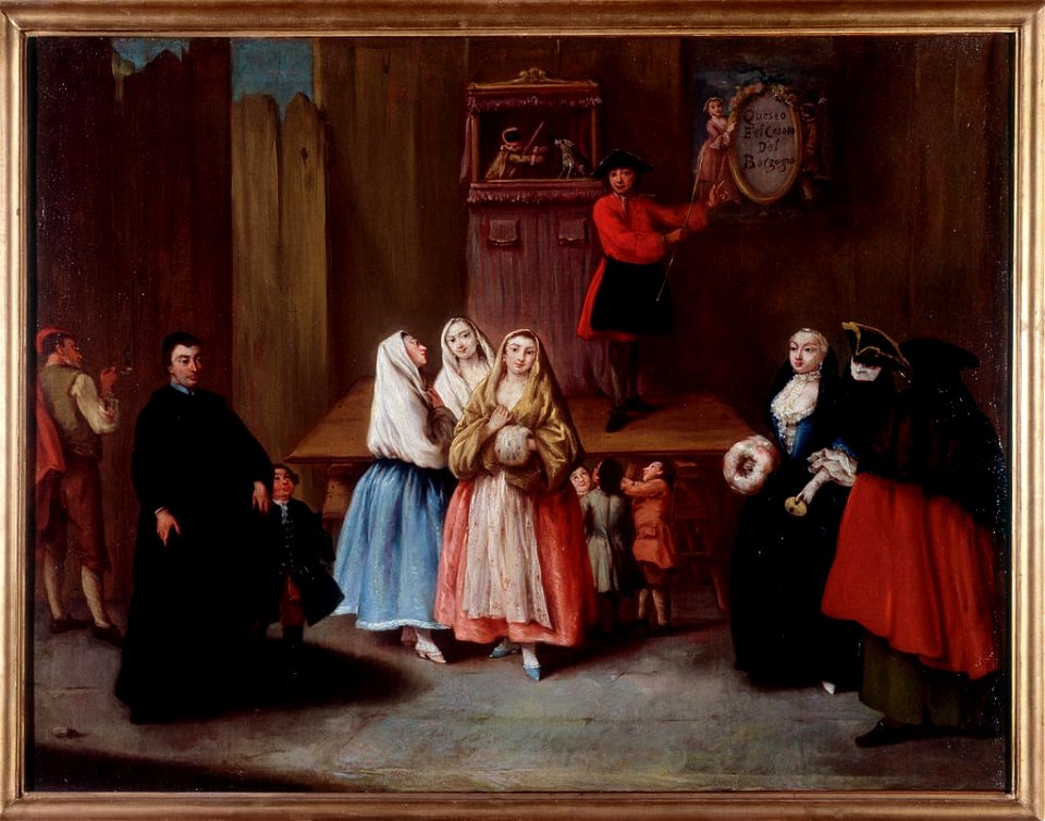 Pietro Longhi - A puppet show in Venice (Painting - (MeisterDrucke-988538)