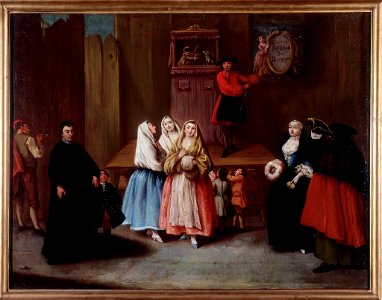 Pietro Longhi - A puppet show in Venice (Painting - (MeisterDrucke-988538). Free illustration for personal and commercial use.