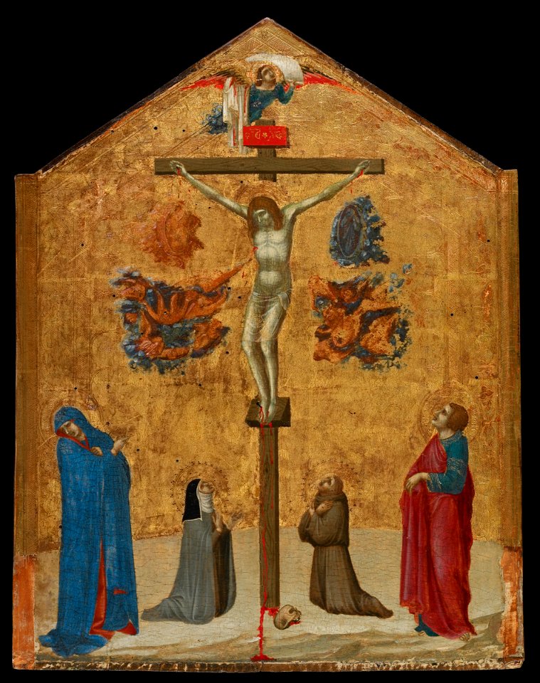 Pietro Lorenzetti - Christ on the Cross with the Virgin and Saints Clare, John the Evangelist, and Francis - 1943.119 - Fogg Museum