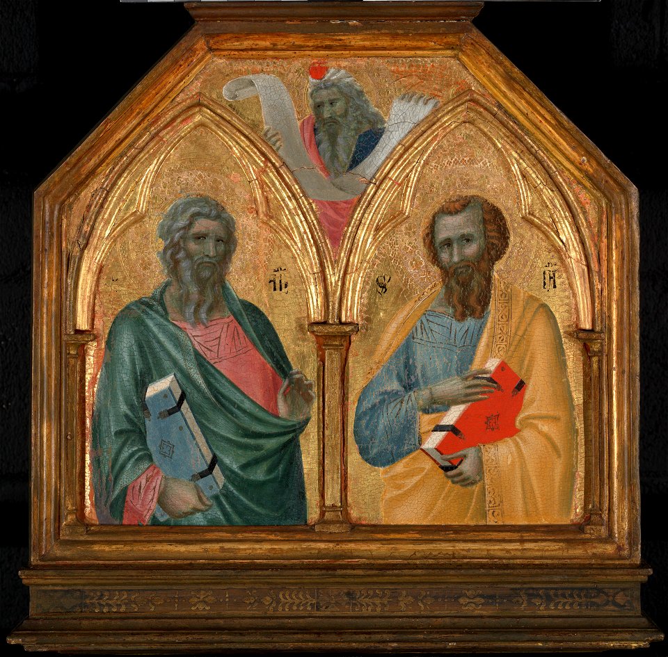 Pietro Lorenzetti - The Apostles Saint Andrew and Saint James the Lesser, with a Prophet - 1959.15.1a-c - Yale University Art Gallery