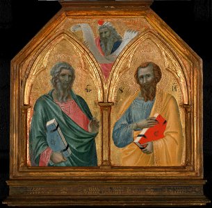 Pietro Lorenzetti - The Apostles Saint Andrew and Saint James the Lesser, with a Prophet - 1959.15.1a-c - Yale University Art Gallery