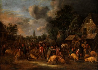 Pig market in a Dutch town