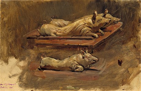 Pigs. Study for During Fasting Time (Carl Gustaf Hellqvist) - Nationalmuseum - 20634