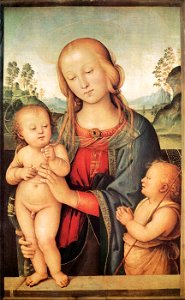 Pietro Perugino - Madonna with Child and the Infant St John - WGA17298. Free illustration for personal and commercial use.