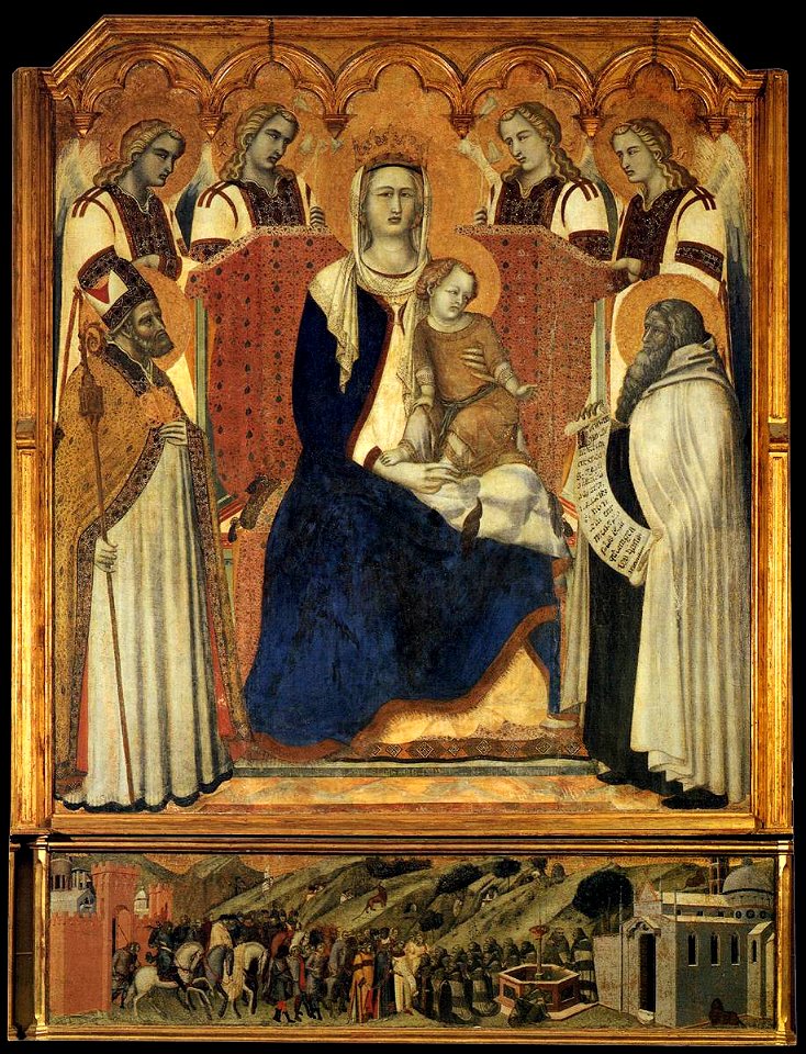 Pietro Lorenzetti - Madonna with Angels between St Nicholas and Prophet Elijah - WGA13539