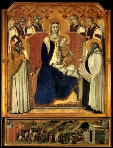 Pietro Lorenzetti - Madonna with Angels between St Nicholas and Prophet Elijah - WGA13539