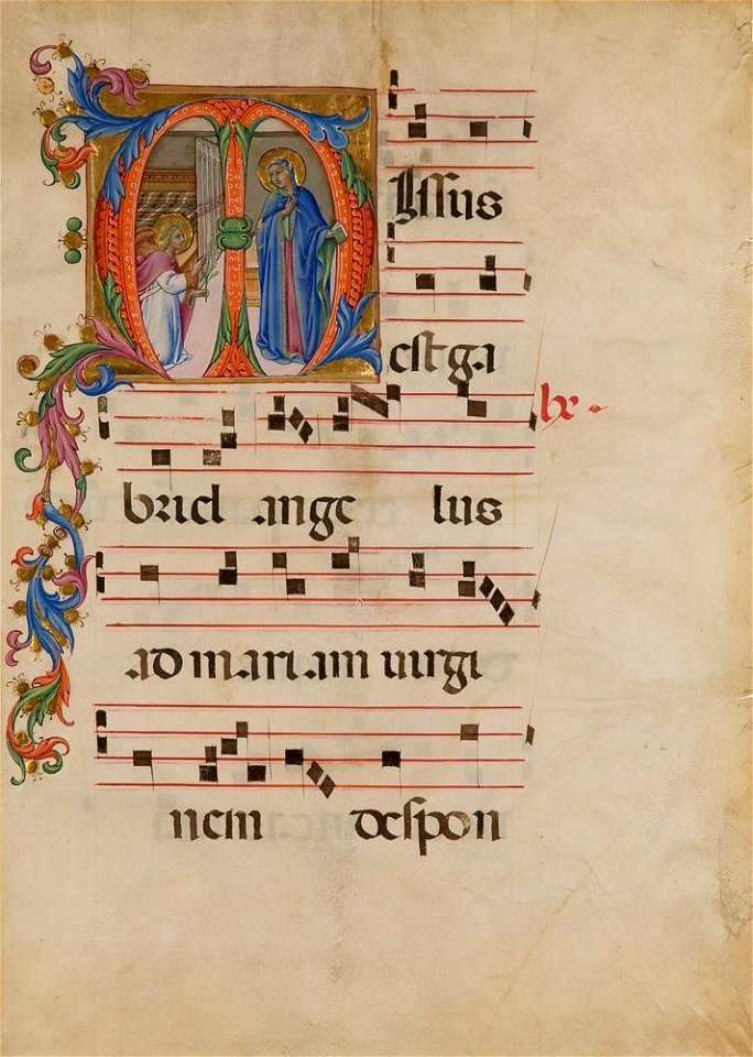 The Initial M, with the Annunciation by Sano di Pietro, Speed Art Museum