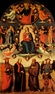 Pietro Perugino - Assumption of the Virgin with Four Saints - WGA17280. Free illustration for personal and commercial use.