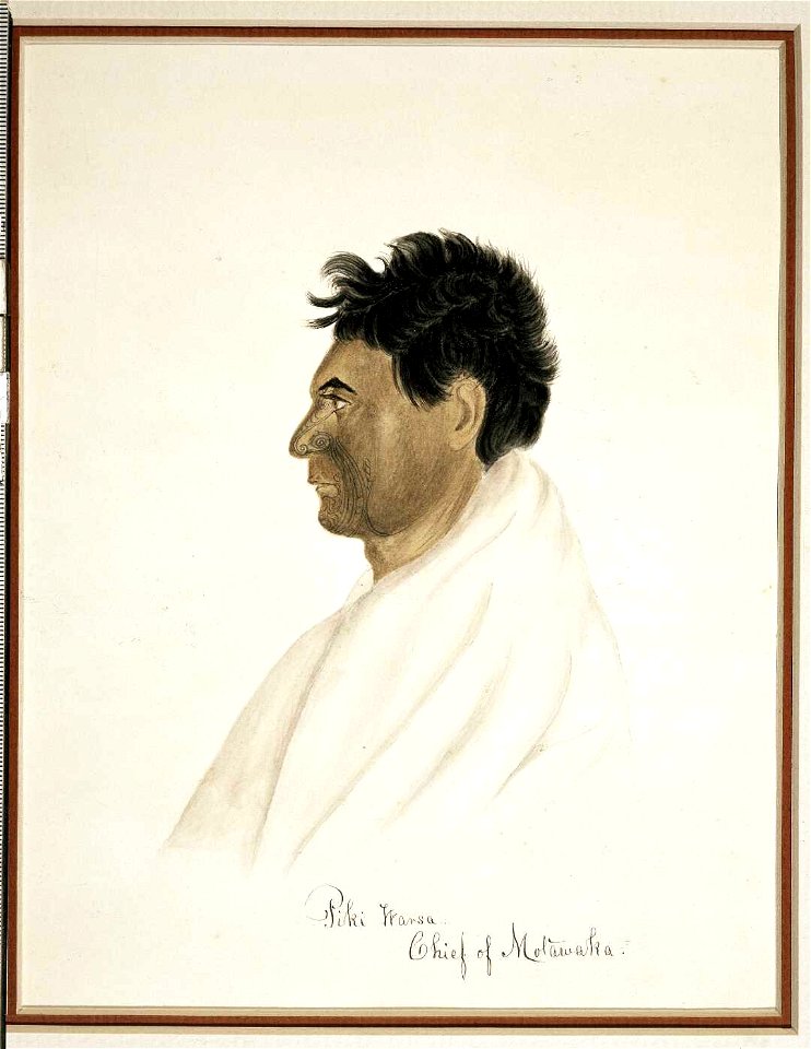 Piki Warsa. Chief of Motuwaka, watercolour & gum arabic by Isaac Coates