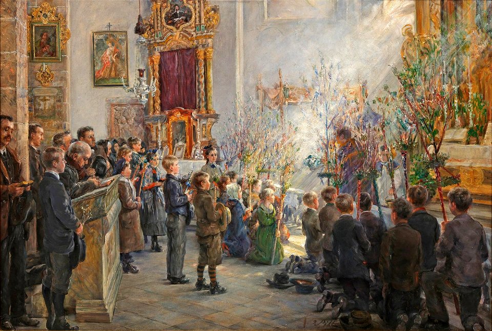 Otto Piltz - Palmsonntag in einer bayerischen Dorfkirche