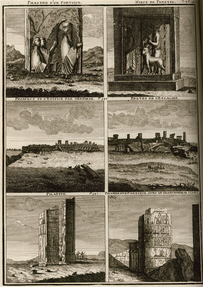 Pilastre d'un portique -Niece de Fenêtre - Prospect de l'édifice par derriere - Restes de l'escalier - Pilastre - Pila - Bruyn Cornelis De - 1725