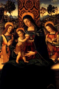 Pinturicchio, Virgin and Child with Two Angels. Free illustration for personal and commercial use.