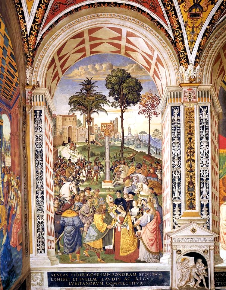 Pinturicchio - No. 5 - Enea Silvio Piccolomini Presents Frederick III to Eleonora of Portugal - WGA17796