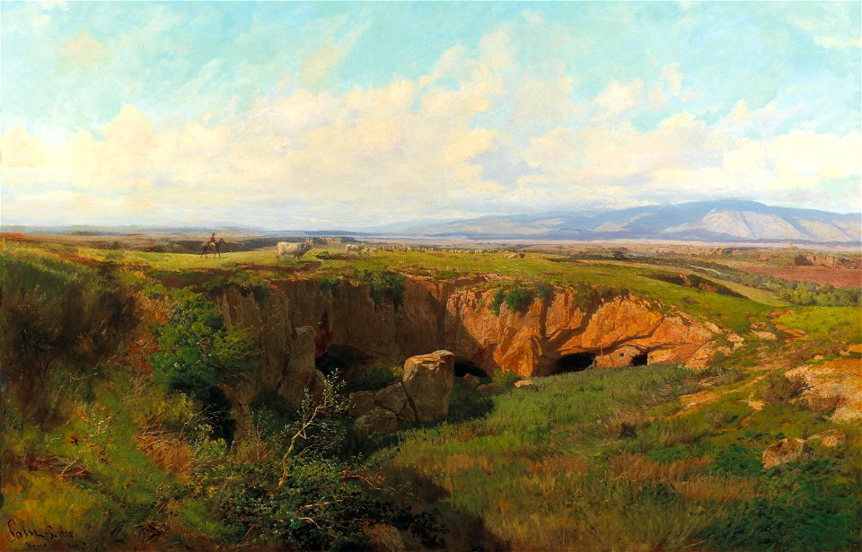 Pietro Sassi - Roman Campagna landscape with shepherd