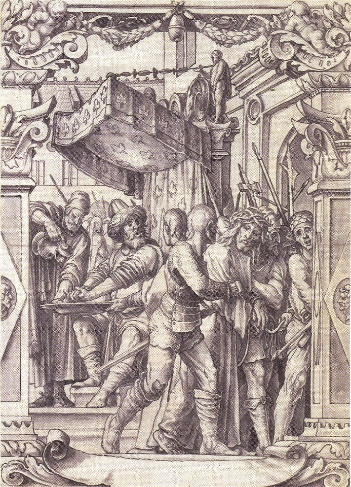 Pilate Washing his Hands, design for a stained glass window by Hans Holbein the Younger
