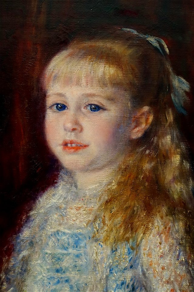 Pink and Blue, the Cahen d'Anvers Girls, by Pierre-Auguste Renoir, detail 2, 1881, oil on canvas - Museu de Arte de São Paulo - DSC07235