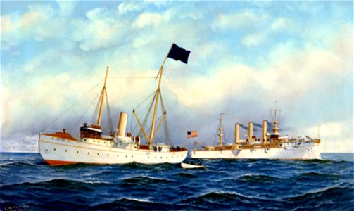 Pilot Boat New York with US Cruiser Brooklyn