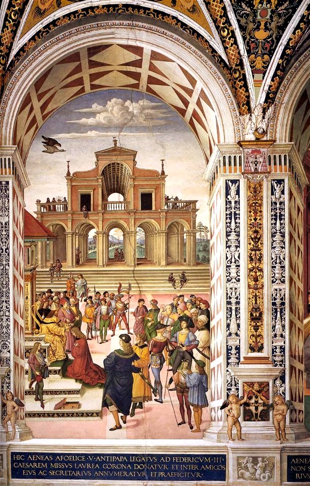 Pinturicchio - No. 3 - Frederick III Crowning Enea Silvio Piccolomini with a Laurel Wreath - WGA17792