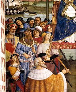 Pinturicchio - No. 10 - Pope Pius II Arrives in Ancona (detail) - WGA17808. Free illustration for personal and commercial use.