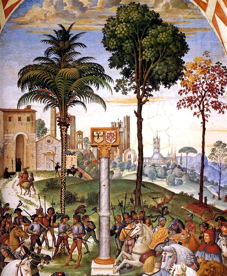 Pinturicchio - No. 5 - Enea Silvio Piccolomini Presents Frederick III to Eleonora of Portugal (detail) - WGA17797