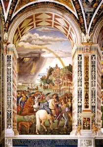 Pinturicchio - No. 1 - Enea Piccolomini Leaves for the Council of Basle - WGA17788