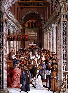 Pinturicchio - No. 7 - The Coronation of Enea Silvio Piccolomini as Pope Pius II (detail) - WGA17802. Free illustration for personal and commercial use.