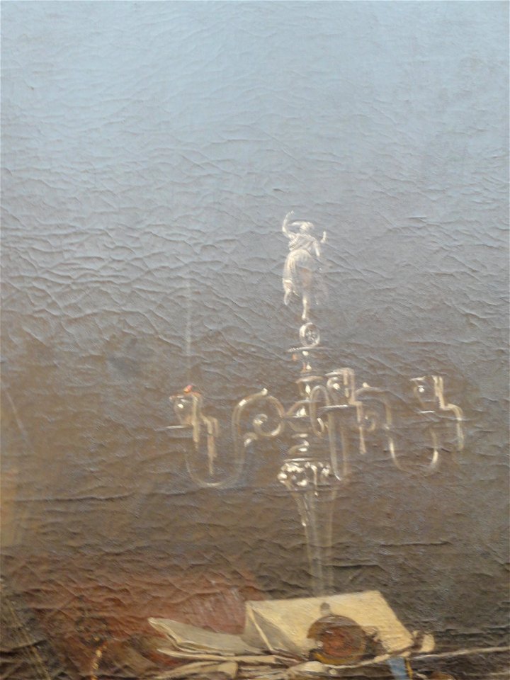 Piloty, Carl Theodor von — Seni vor der Leiche Wallensteins — Detail Kerzenleuchter