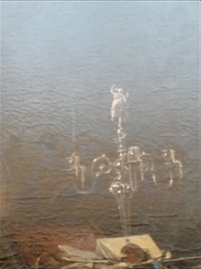 Piloty, Carl Theodor von — Seni vor der Leiche Wallensteins — Detail Kerzenleuchter