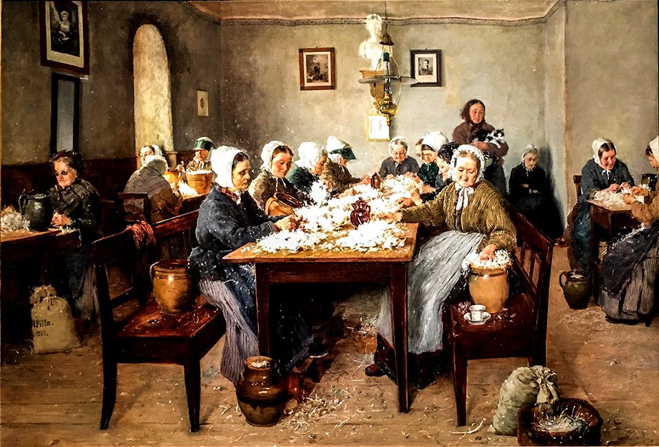 Otto Piltz - Federschleissen an einem Novemberabend (1877)