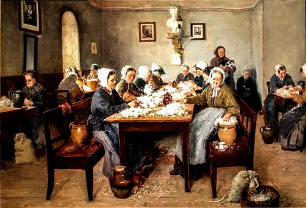 Otto Piltz - Federschleissen an einem Novemberabend (1877)