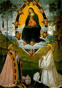 Pinturicchio, madonna tra i santi gregorio e benedetto, 1510-1512, 282x198 cm, pinacoteca civica, san gimignano