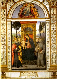 Pinturicchio, madonna in trono e santi della cappella basso della rovere. Free illustration for personal and commercial use.
