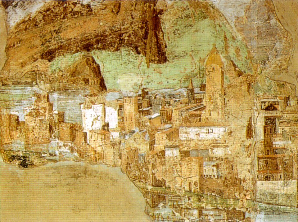 Pinturicchio, veduta di città, museo pio-clementino (1488-1490 circa)
