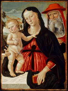 Pinturicchio (Bernardino di Betto) - Virgin and Child with Saint Jerome - 20.431 - Museum of Fine Arts. Free illustration for personal and commercial use.