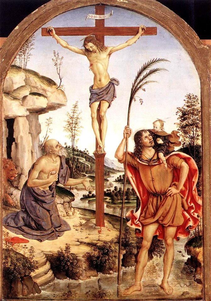 Pinturicchio - The Crucifixion with Sts Jerome and Christopher - WGA17829
