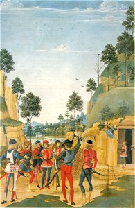 Pinturicchio, Saint Bernardino Release a Prisoner. Free illustration for personal and commercial use.