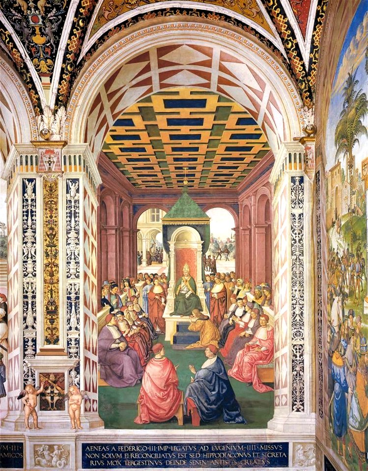 Pinturicchio - No. 4 - Homage to Pope Eugenius IV in the Name of Emperor Frederick III - WGA17794