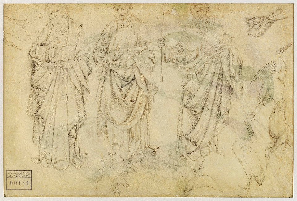 Pisanello - Trois Apôtres et sept hérons (verso)