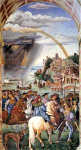 Pinturicchio - No. 1 - Enea Piccolomini Leaves for the Council of Basle - WGA17789