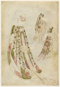 Pisanello - Une femme et deux hommes portant de longs manteaux