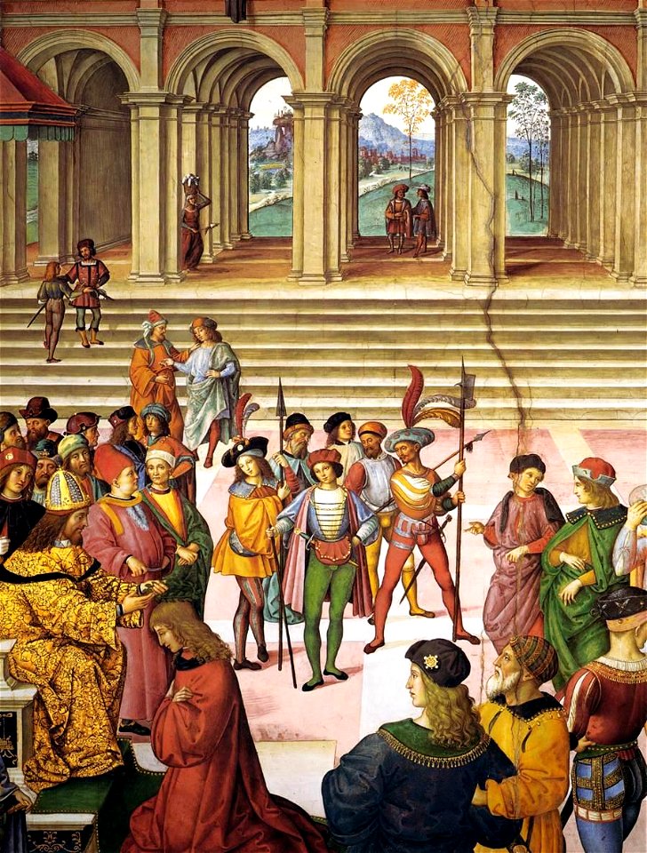 Pinturicchio - No. 3 - Frederick III Crowning Enea Silvio Piccolomini with a Laurel Wreath (detail) - WGA17793