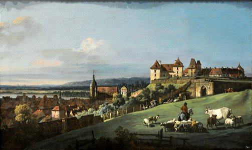 Pirna Die Festung Sonnenstein Öl auf Leinwand 1755-1760 Bernardo Bellotto