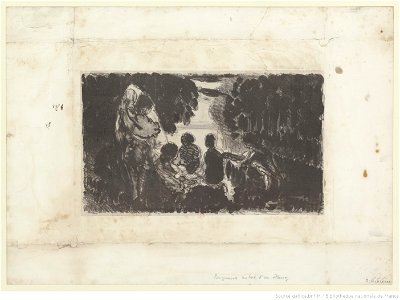 Pissarro - Baigneuses au bord d'un étang, btv1b6955285k