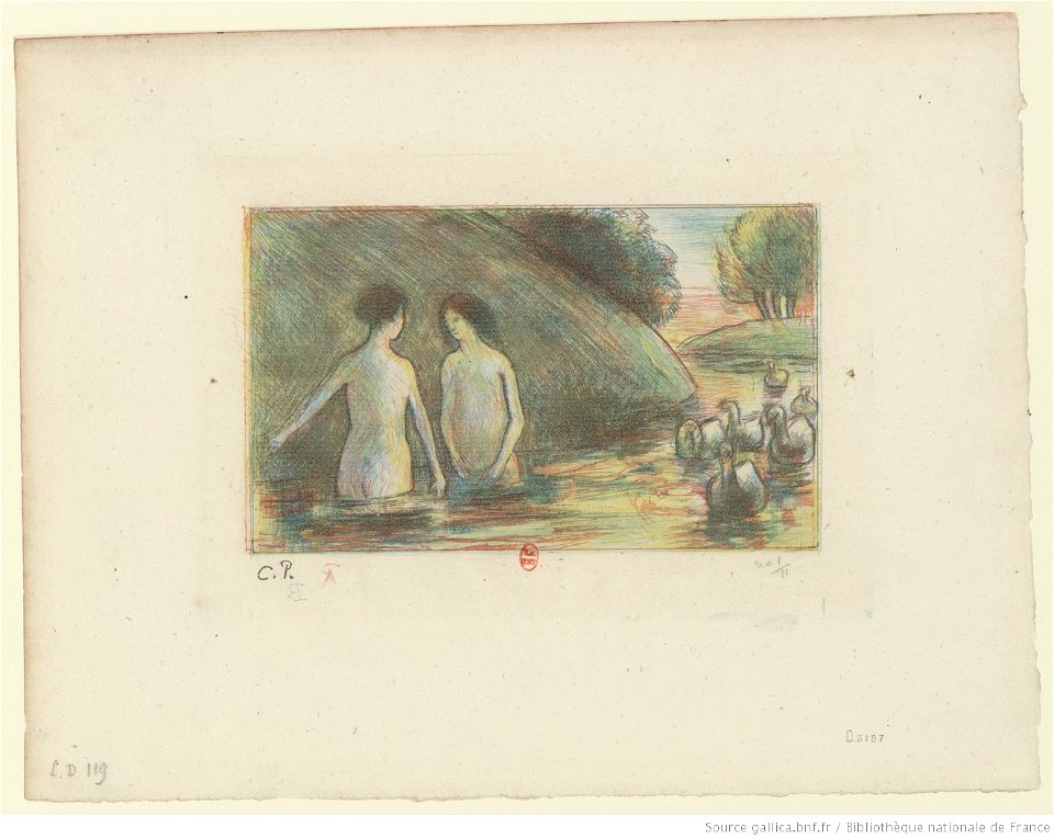 Pissarro - Baigneuses gardeuses d'oies, 9e état, btv1b69552682
