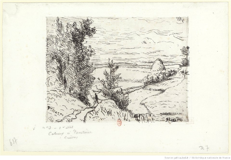 Pissarro - Coteaux à Pontoise, 1er état, btv1b69550921
