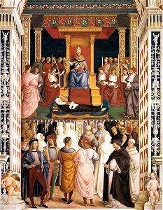 Pinturicchio - No. 9 - The Canonization of Catherine of Siena by Pope Pius II - WGA17805. Free illustration for personal and commercial use.