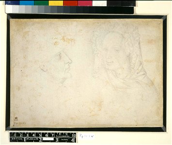 Pisanello - Verso Heads of a man and a woman in a frilled cap, Pp,1.11
