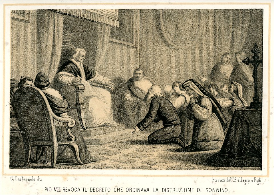 Pio VII revoca il decreto che ordinava la distruzione di Sonnino